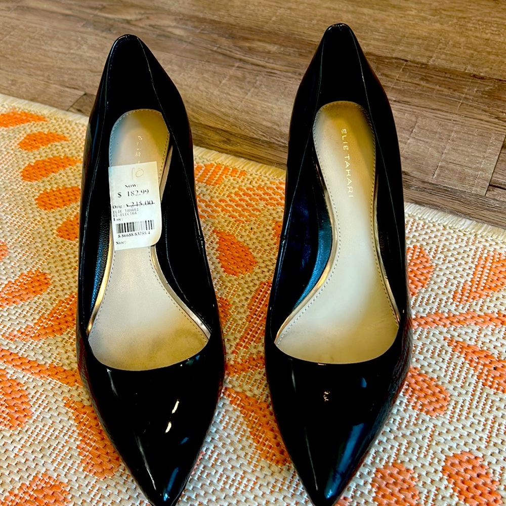 Women’s black patent leather heels - Elie Tahari brand, size 40